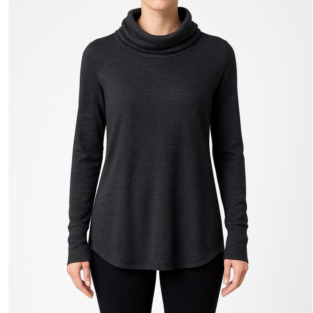 Michael Stars Waffle Knit Turtleneck Grey Oversized Cozy-Core Sweater Large